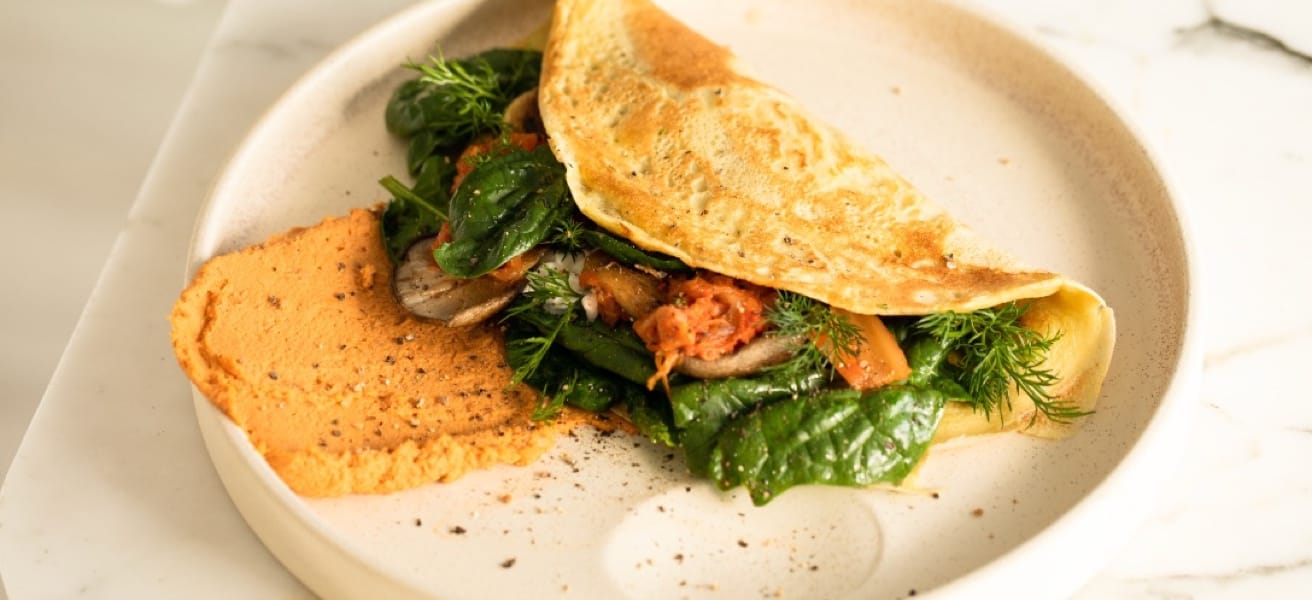 A simple omelette on a plate